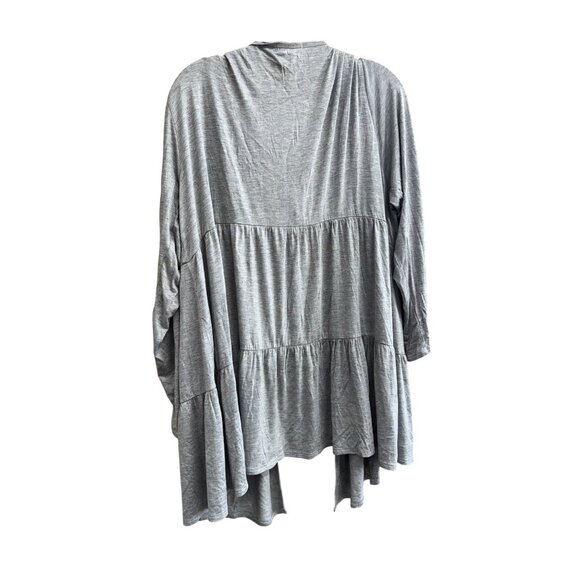 Womens Plus Size 1X Gray Tiered Open Cardigan Sweater - Picture 6 of 8